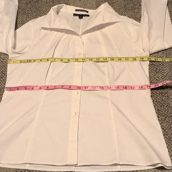 Lafayette 148 Women's Shirt White Classic Cotton Button Up Wide Collar Blouse - Picture 3 of 7